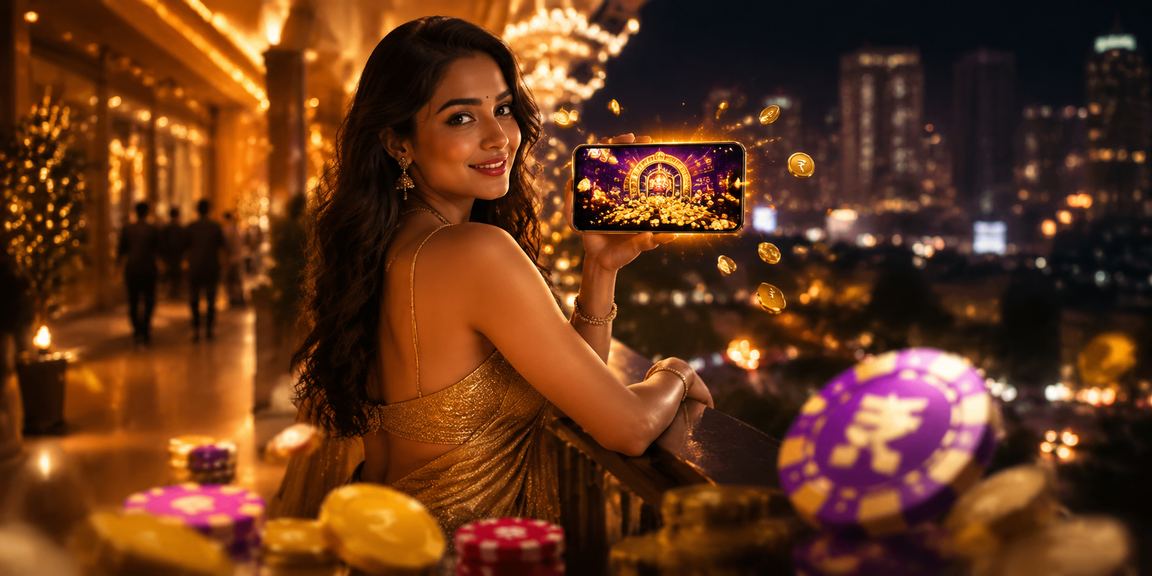 Mobile casino VIP player interacting with app and rupee currency in India