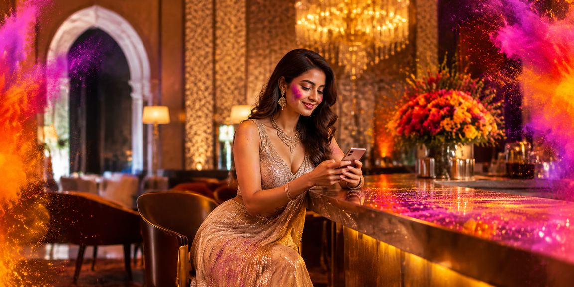 Colorful Holi festival and players celebrating with bonus offers