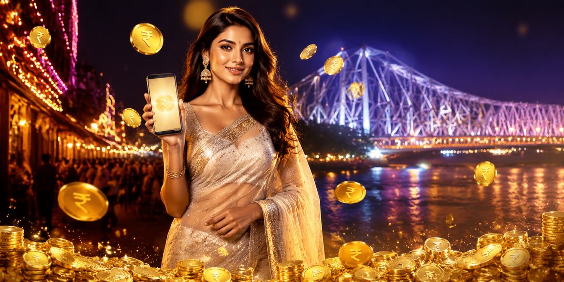 Indian woman enjoying lottery and casino games on mobile in Kolkata
